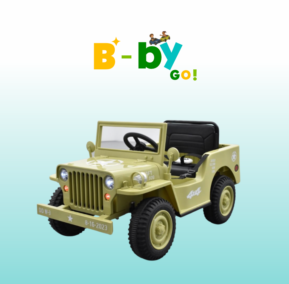 Jeep Willys 1 place 12 Volts noire, 4x4 électrique, 12V - 2 moteurs