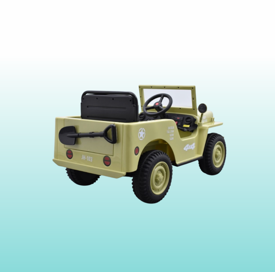 Jeep Willys 1 place 12 Volts noire, 4x4 électrique, 12V - 2 moteurs