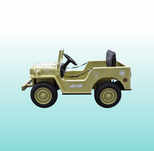 Jeep Willys 1 place 12 Volts noire, 4x4 électrique, 12V - 2 moteurs